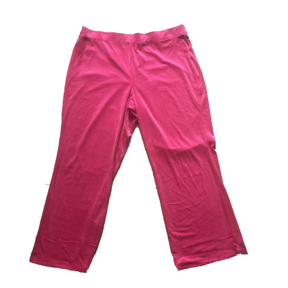 JUICY COUTURE Rib Waist Long Velour Pant Plus Size II0009933  Vivien Pink NWT